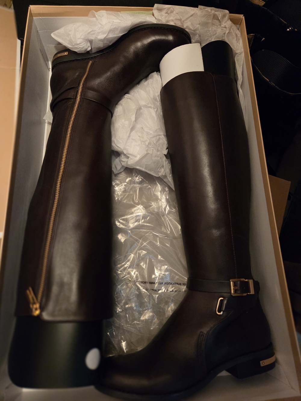 Michael Kors Tan Heeled Boots Box with White Logo